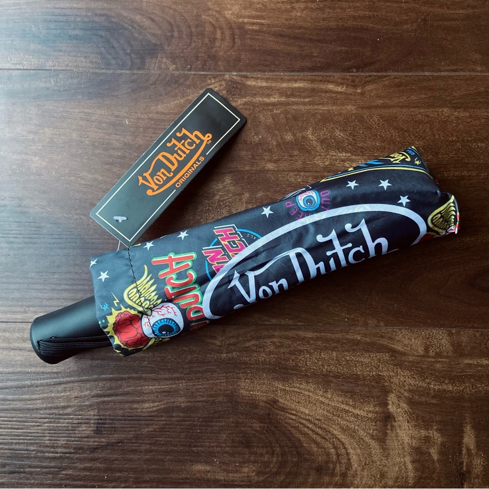NEW Von Dutch Black Jax Compact Automatic Umbrella